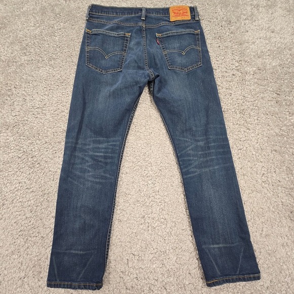Levis 502 Jeans Mens 32x30 (Fits 30x27) Blue Tapered Whiskers Mid Rise Denim - Picture 7 of 15